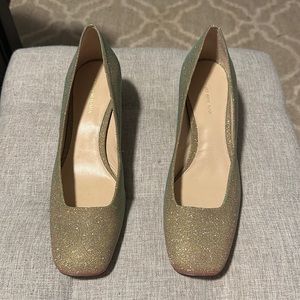 Stuart Weitzman GOLD block toe heels